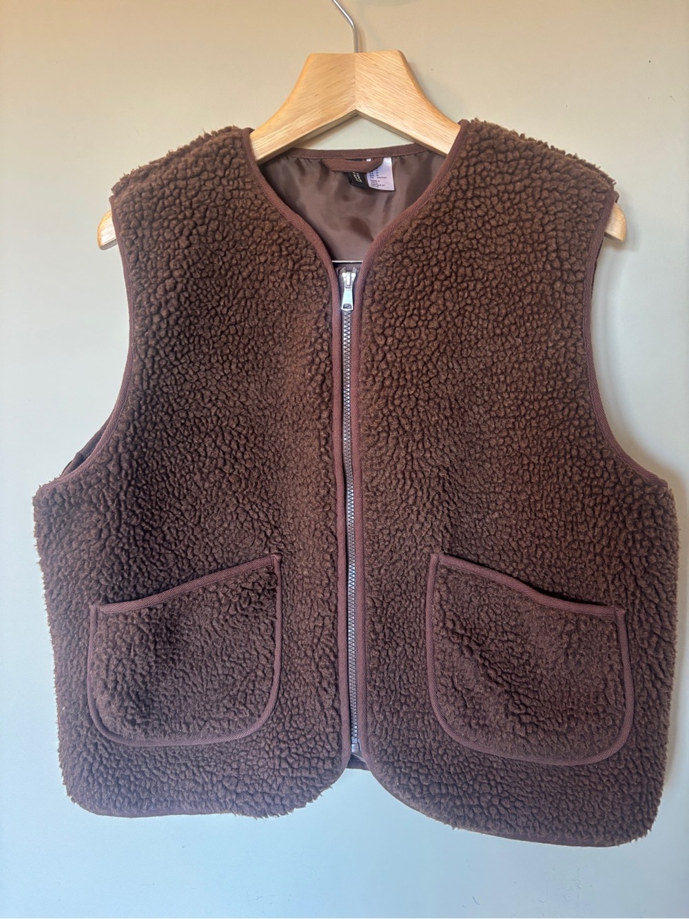 H&M Dark Brown Sherpa Zip Vest